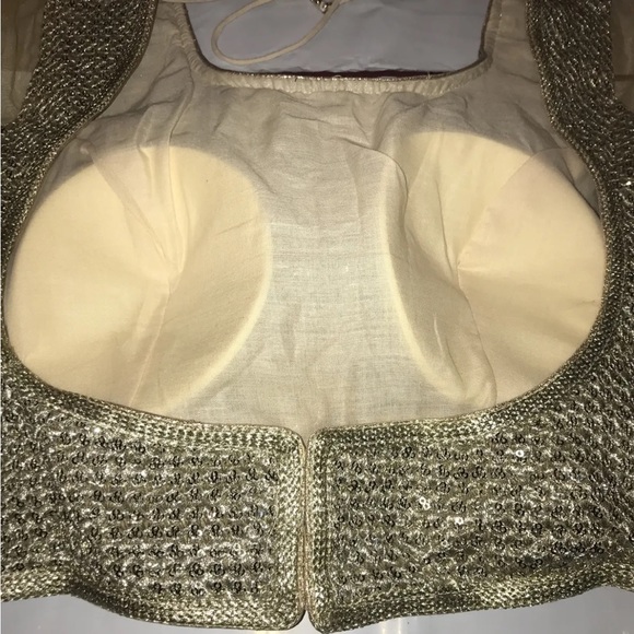 genie GOLD Belly dancer top Gypsy cropped mermaid sheer sleeves dance shirt S M - Picture 5 of 13